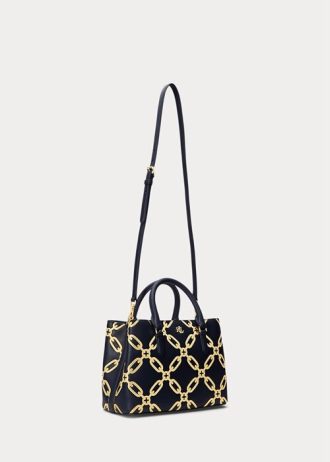 Raffinierte Marineblau/Modern Gold Damen Ralph Lauren Foliendruck Leder Medium Marcy Satchel Taschen Raffinierte Marineblau/Modern Gold Damen Ralph Lauren Foliendruck Leder Medium Marcy Satchel Taschen