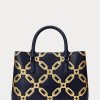 Raffinierte Marineblau/Modern Gold Damen Ralph Lauren Foliendruck Leder Medium Marcy Satchel Taschen Raffinierte Marineblau/Modern Gold Damen Ralph Lauren Foliendruck Leder Medium Marcy Satchel Taschen