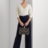 Raffinierte Marineblau/Modern Gold Damen Ralph Lauren Foliendruck Leder Medium Marcy Satchel Taschen Raffinierte Marineblau/Modern Gold Damen Ralph Lauren Foliendruck Leder Medium Marcy Satchel Taschen
