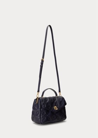 Raffinierte Marineblaue Damen Ralph Lauren Gesteppte Leder Mittelgroße Farrah Satchel Taschen Raffinierte Marineblaue Damen Ralph Lauren Gesteppte Leder Mittelgroße Farrah Satchel Taschen