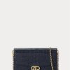 Raffinierte, marineblaue Damen-Umhängetasche „Adair“ aus geprägtem Leder von Ralph Lauren Raffinierte, marineblaue Damen-Umhängetasche „Adair“ aus geprägtem Leder von Ralph Lauren