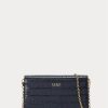 Raffinierte, marineblaue Damen-Umhängetasche „Adair“ aus geprägtem Leder von Ralph Lauren Raffinierte, marineblaue Damen-Umhängetasche „Adair“ aus geprägtem Leder von Ralph Lauren