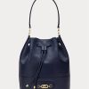 Raffinierte, marineblaue Damenhandtasche aus Ralph Lauren-Leder mit großer Andie-Tasche Raffinierte, marineblaue Damenhandtasche aus Ralph Lauren-Leder mit großer Andie-Tasche