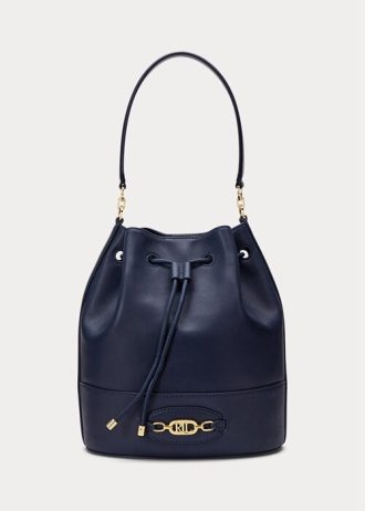 Raffinierte, marineblaue Damenhandtasche aus Ralph Lauren-Leder mit großer Andie-Tasche