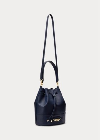 Raffinierte, marineblaue Damenhandtasche aus Ralph Lauren-Leder mit großer Andie-Tasche