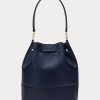 Raffinierte, marineblaue Damenhandtasche aus Ralph Lauren-Leder mit großer Andie-Tasche Raffinierte, marineblaue Damenhandtasche aus Ralph Lauren-Leder mit großer Andie-Tasche
