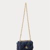 Raffinierte, mittelgroße Umhängetaschen aus gestepptem Nappaleder für Damen von Ralph Lauren in Marineblau Raffinierte, mittelgroße Umhängetaschen aus gestepptem Nappaleder für Damen von Ralph Lauren in Marineblau
