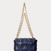 Raffinierte, mittelgroße Umhängetaschen aus gestepptem Nappaleder für Damen von Ralph Lauren in Marineblau Raffinierte, mittelgroße Umhängetaschen aus gestepptem Nappaleder für Damen von Ralph Lauren in Marineblau