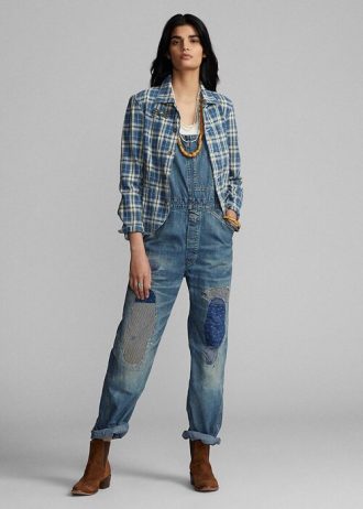 Ralph Lauren Damen-Overallkleid aus repariertem Denim waschen