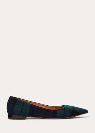 Ralph Lauren Kendrya Black Watch Plaid Ballerinas für Damen in Grün Ralph Lauren Kendrya Black Watch Plaid Ballerinas für Damen in Grün