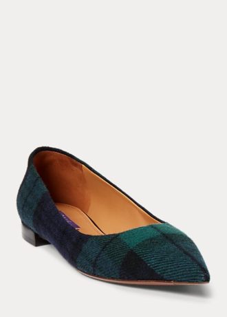 Ralph Lauren Kendrya Black Watch Plaid Ballerinas für Damen in Grün Ralph Lauren Kendrya Black Watch Plaid Ballerinas für Damen in Grün