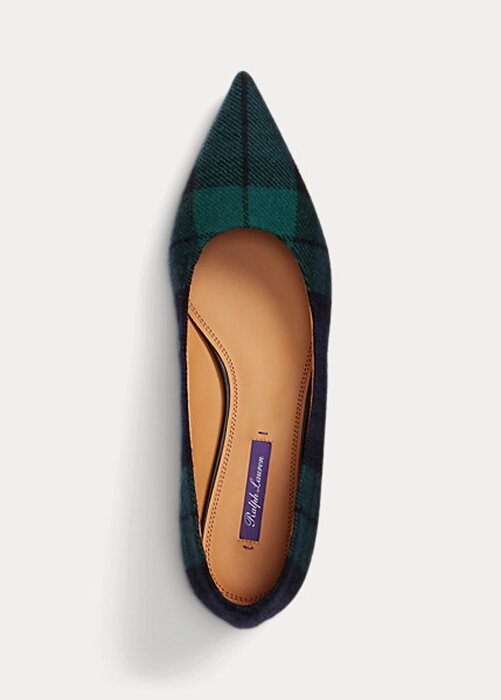 Ralph Lauren Kendrya Black Watch Plaid Ballerinas für Damen in Grün Ralph Lauren Kendrya Black Watch Plaid Ballerinas für Damen in Grün