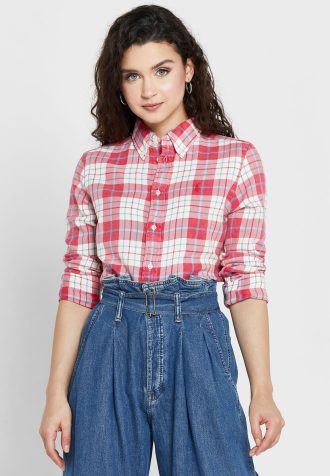 Rosa karierte Button-Down-Hemden von Ralph Lauren für Damen