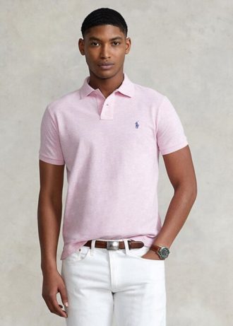 Rosa Poloshirts aus Mesh im Custom-Slim-Fit von Ralph Lauren für Herren