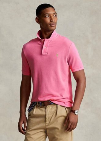 Rosa Poloshirts aus Mesh im Custom-Slim-Fit von Ralph Lauren für Herren