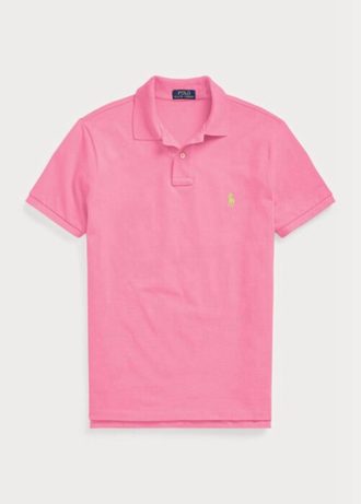 Rosa Poloshirts aus Mesh im Custom-Slim-Fit von Ralph Lauren für Herren