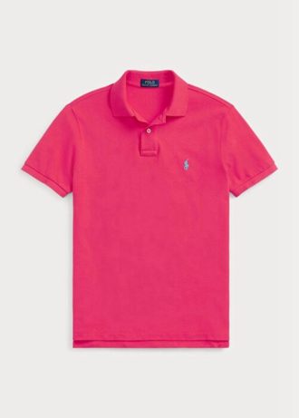 Rosa Poloshirts aus Mesh im Custom-Slim-Fit von Ralph Lauren für Herren