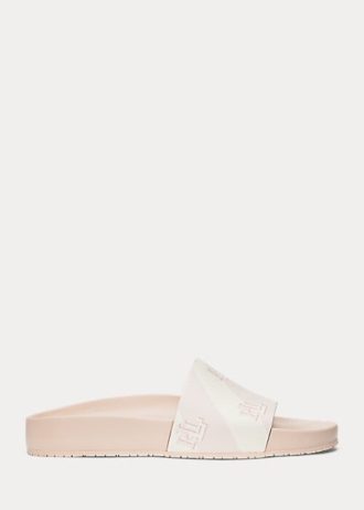 Rosa Ralph Lauren Audrina Logo-Hausschuhe aus Kunstleder für Damen