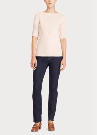Rosa Ralph Lauren Baumwoll-Tops mit U-Boot-Ausschnitt für Damen