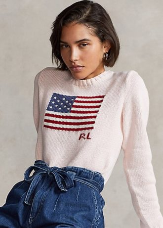 Rosa Ralph Lauren Baumwollpullover mit Pony-Flagge für Damen