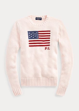 Rosa Ralph Lauren Baumwollpullover mit Pony-Flagge für Damen