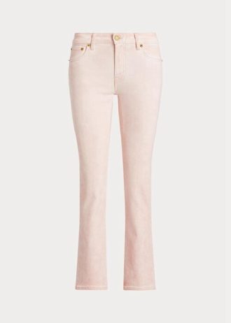 Rosa Ralph Lauren Coated Mid-Rise Straight Ankle Jeans für Damen