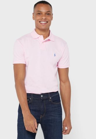 Rosa Ralph Lauren Essential Slim Fit Poloshirts für Herren