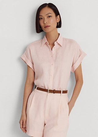 Rosa Ralph Lauren-Leinenhemden mit Dolman-Ärmeln für Damen