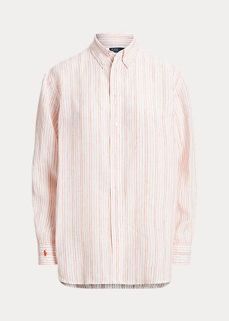 Rosa Ralph Lauren Relaxed Fit Gestreifte Leinenhemden für Damen
