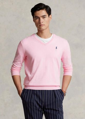 Rosa Ralph Lauren Slim Fit Pullover aus strukturierter Baumwolle für Herren Rosa Ralph Lauren Slim Fit Pullover aus strukturierter Baumwolle für Herren