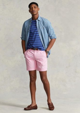 Rosa Ralph Lauren Stretch-Chinoshorts mit gerader Passform für Herren