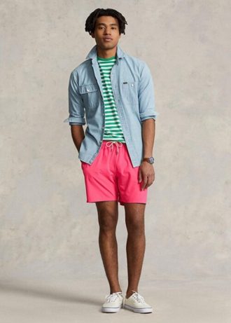 Rosa Ralph Lauren Traveller Badeshorts für Herren