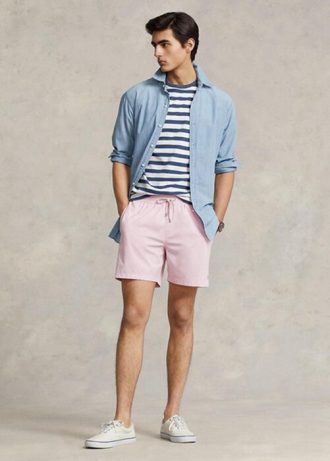 Rosa Ralph Lauren Traveller Badeshorts für Herren