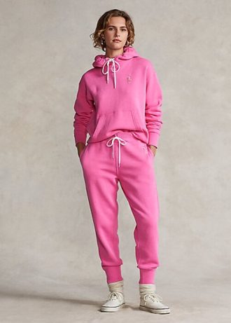 Rosafarbene Fleece-Jogginghose mit Pony-Print für Damen von Ralph Lauren