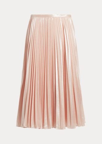 Rosafarbene, plissierte Chiffonröcke aus Metallic-Chiffon von Ralph Lauren für Damen