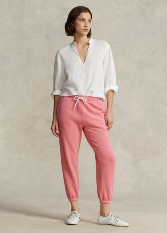 Rosafarbene Ralph Lauren Fleece-Sporthose für Damen Rosafarbene Ralph Lauren Fleece-Sporthose für Damen