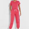 Rosafarbene Ralph Lauren Jogginghose mit hoher Taille und Knöchelpartie für Damen Rosafarbene Ralph Lauren Jogginghose mit hoher Taille und Knöchelpartie für Damen