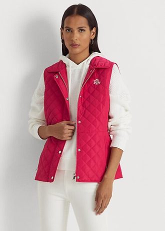 Rosafarbene Weste mit Rautensteppung von Ralph Lauren für Damen
