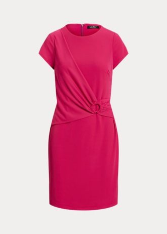 Rosafarbenes, kurzärmliges Kleid aus Stretch-Jersey von Ralph Lauren für Damen