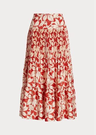 Rose Damen Ralph Lauren Print Satin Plissee A-Linie Midiröcke
