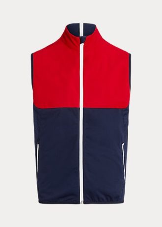 Rot/Marineblaue wasserabweisende, verstaubare Weste von Ralph Lauren für Herren