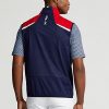 Rot/Marineblaue wasserabweisende, verstaubare Weste von Ralph Lauren für Herren Rot/Marineblaue wasserabweisende, verstaubare Weste von Ralph Lauren für Herren