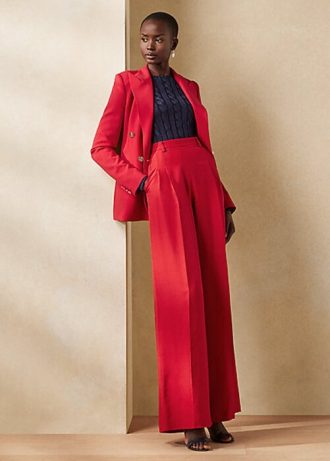 Rote Damen-Hose von Ralph Lauren Graciela aus Shantung-Seide Rote Damen-Hose von Ralph Lauren Graciela aus Shantung-Seide