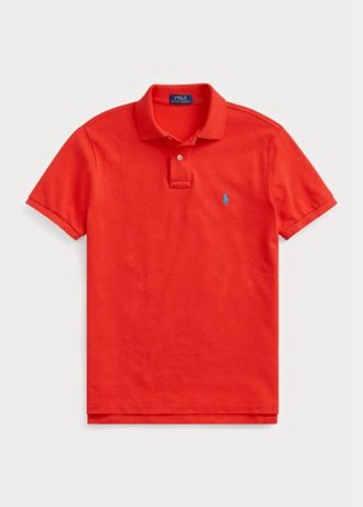 Rote Poloshirts aus Mesh im Custom-Slim-Fit von Ralph Lauren für Herren
