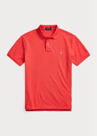 Rote Poloshirts aus Mesh im Custom-Slim-Fit von Ralph Lauren für Herren