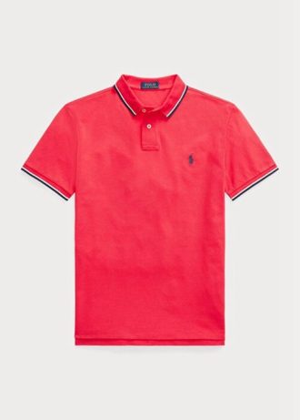 Rote Poloshirts aus Mesh im Custom-Slim-Fit von Ralph Lauren für Herren