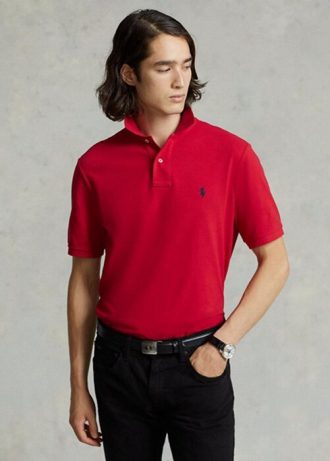 Rote Poloshirts aus Mesh im Slim Fit von Ralph Lauren für Herren