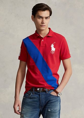 Rote Poloshirts aus Netzstoff mit großem Pony von Ralph Lauren für Herren