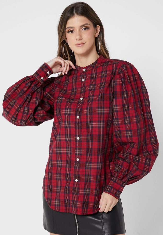 Rote Ralph Lauren Button-Down-Oberteile für Damen Rote Ralph Lauren Button-Down-Oberteile für Damen