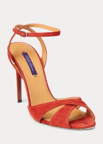 Rote Ralph Lauren Kandice Pumps aus Ziegenwildleder für Damen